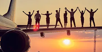 Aircrew standing on a wing