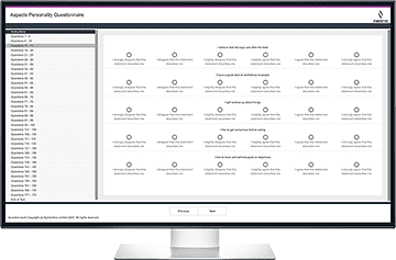 Screenshot of Aspects Leadership Questionnaire in ADAPT