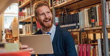 A man in a library