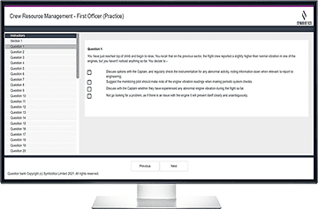 Screenshot of Crew Resource Management Assessment for First Officers in ADAPT