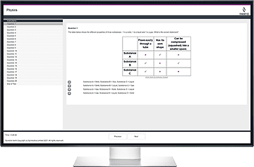 Screenshot of Physics Test - Progressive in ADAPT