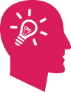 Drawing of light bulb inside a head