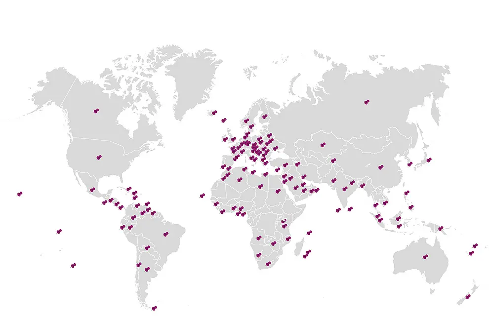Map showing Symbiotics customers across the World