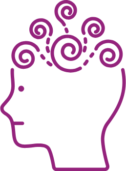A cartoon head with swirls