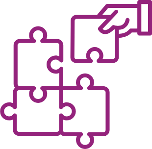 A cartoon hand placing puzzle pieces