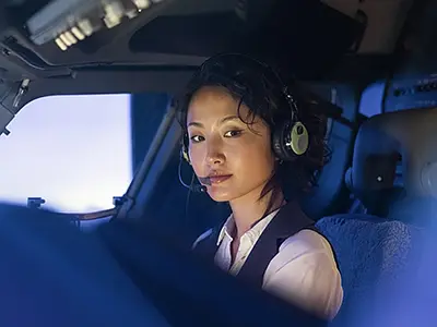 Pilot in a cockpit
